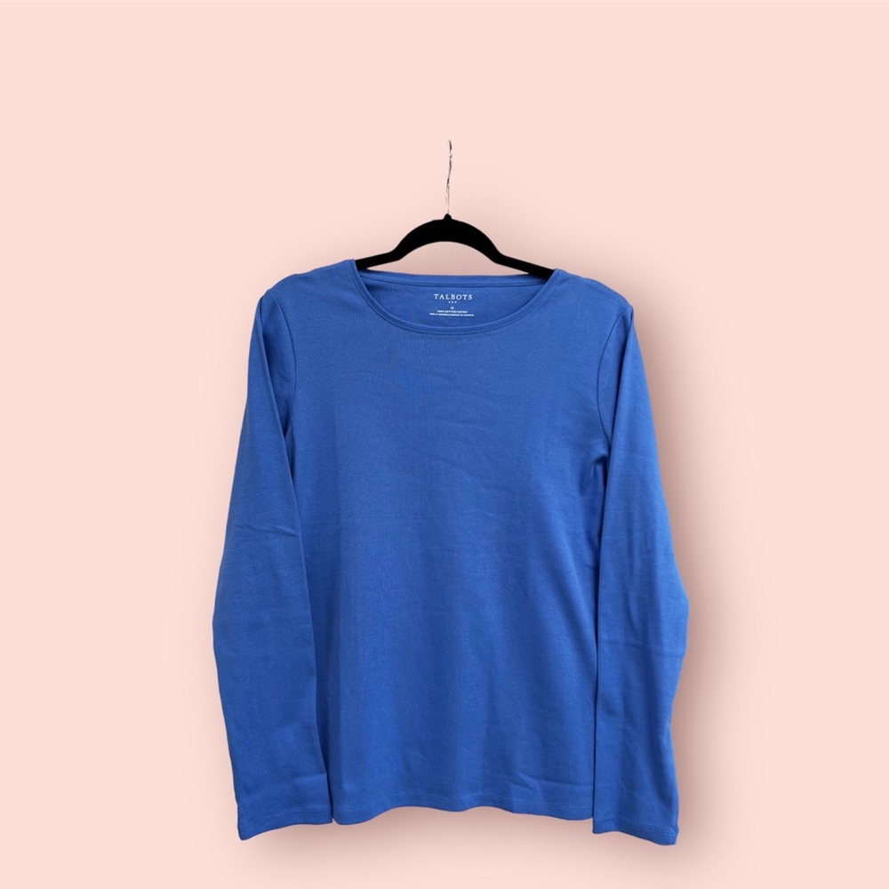 TALBOTS Cotton Long Sleeve Tee/ Blue Iris